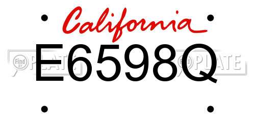 E6598Q California License Plate