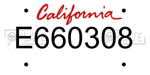 E660308 California License Plate