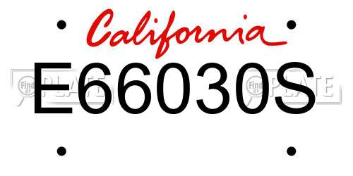 E66030S California License Plate