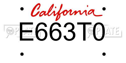 E663T0 California License Plate