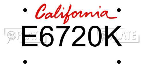 E6720K California License Plate