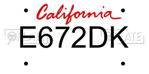 E672DK California License Plate