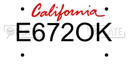 E672OK California License Plate