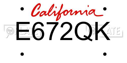 E672QK California License Plate