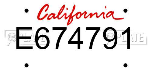 E674791 California License Plate