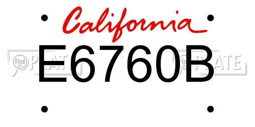 E6760B California License Plate