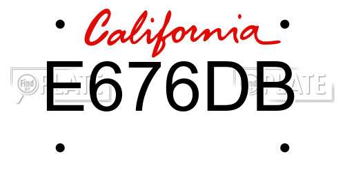 E676DB California License Plate