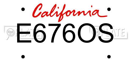 E676OS California License Plate
