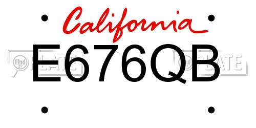 E676QB California License Plate
