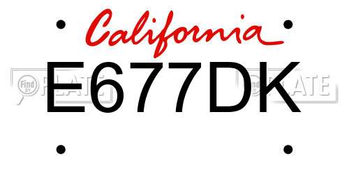 E677DK California License Plate