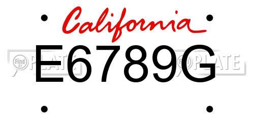 E6789G California License Plate