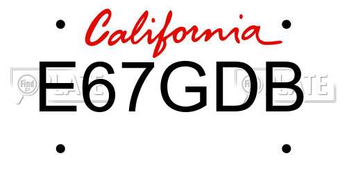 E67GDB California License Plate