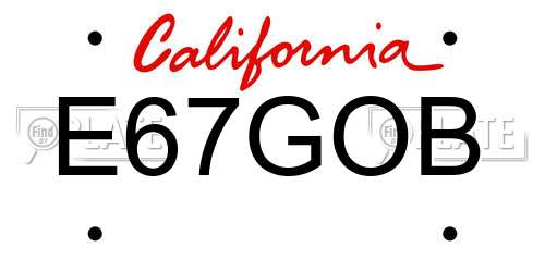 E67GOB California License Plate