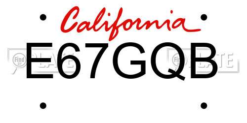 E67GQB California License Plate