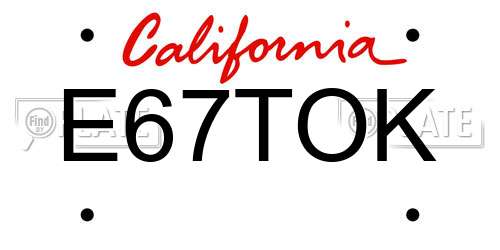 E67TOK California License Plate