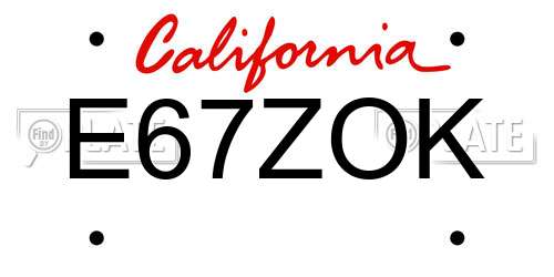 E67ZOK California License Plate
