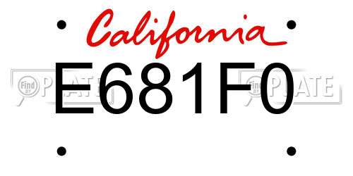E681F0 California License Plate