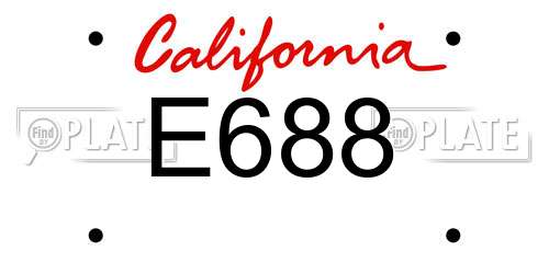 E688 California License Plate