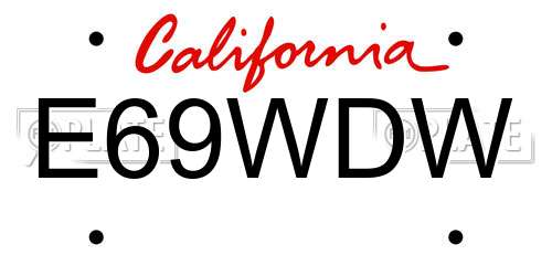 E69WDW California License Plate