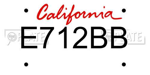 E712BB California License Plate