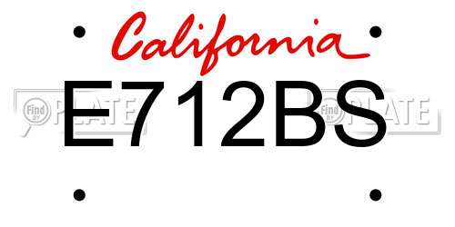 E712BS California License Plate