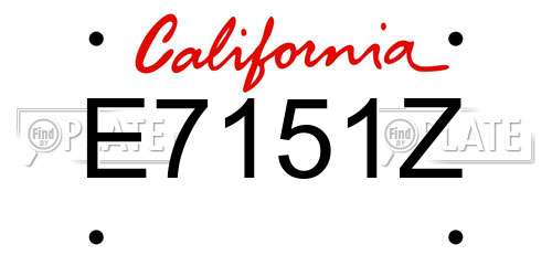 E7151Z California License Plate