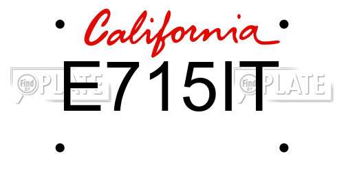 E715IT California License Plate