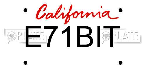E71BIT California License Plate