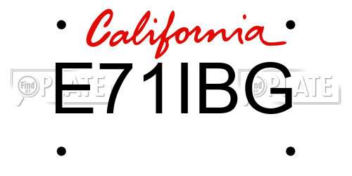 E71IBG California License Plate