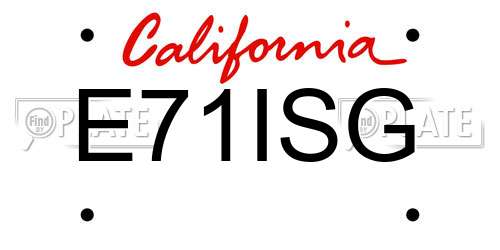 E71ISG California License Plate