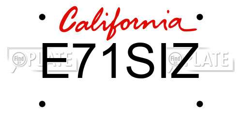 E71SIZ California License Plate