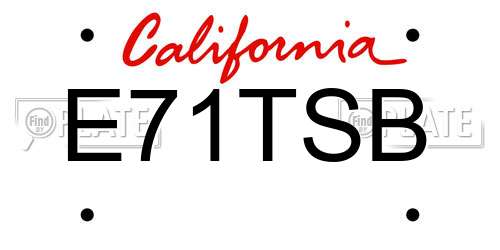 E71TSB California License Plate