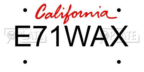 E71WAX California License Plate