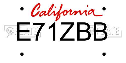 E71ZBB California License Plate