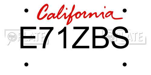 E71ZBS California License Plate