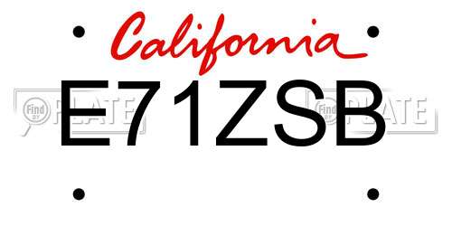 E71ZSB California License Plate