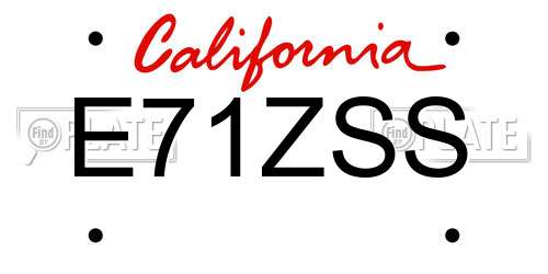 E71ZSS California License Plate