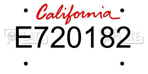 E720182 California License Plate