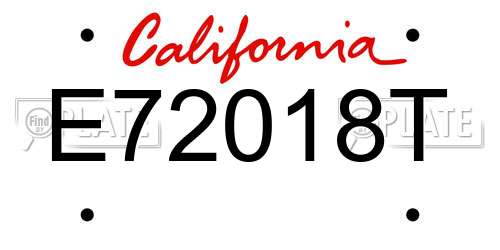 E72018T California License Plate