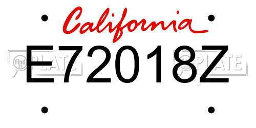 E72018Z California License Plate