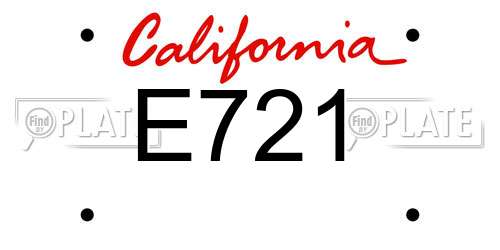 E721 California License Plate