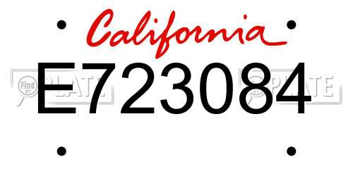 E723084 California License Plate