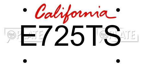 E725TS California License Plate