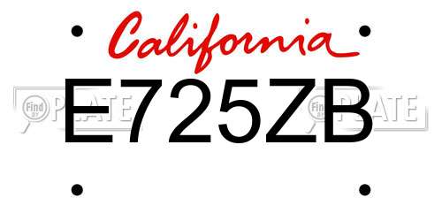 E725ZB California License Plate