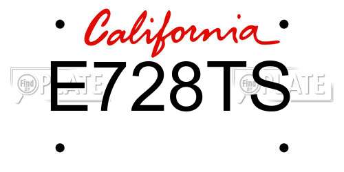 E728TS California License Plate