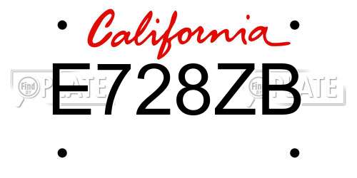 E728ZB California License Plate