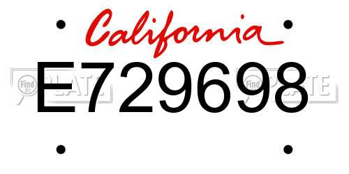 E729698 California License Plate