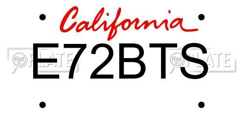 E72BTS California License Plate