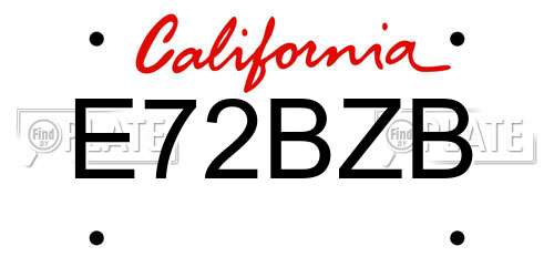 E72BZB California License Plate