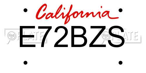 E72BZS California License Plate